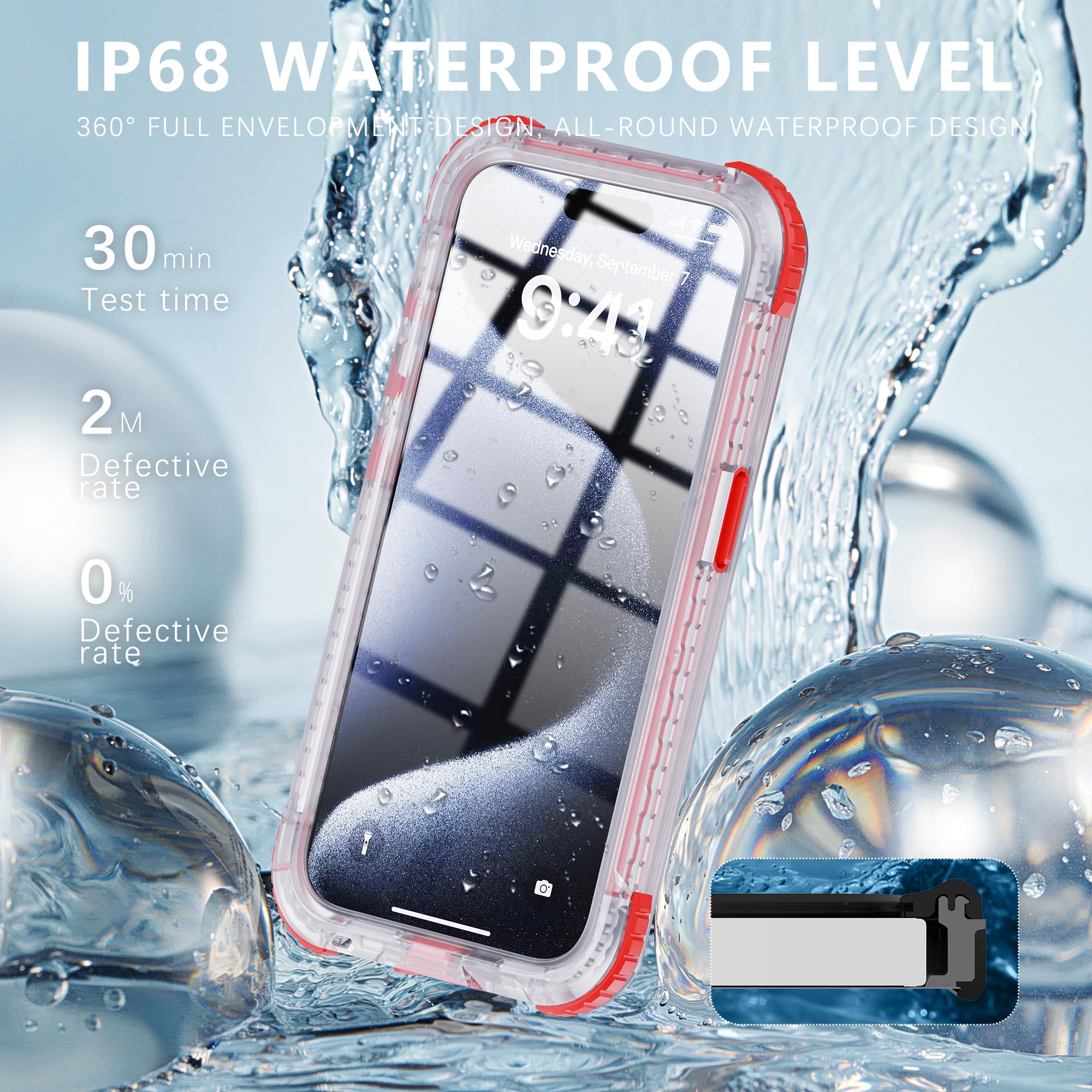 Amazon.co.jp: Towevine iPhone 15 Pro用防水ケース - 360 完全密封